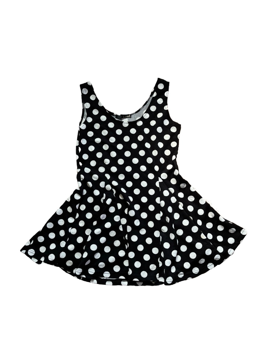 Black and white polka dot babydoll mini dress